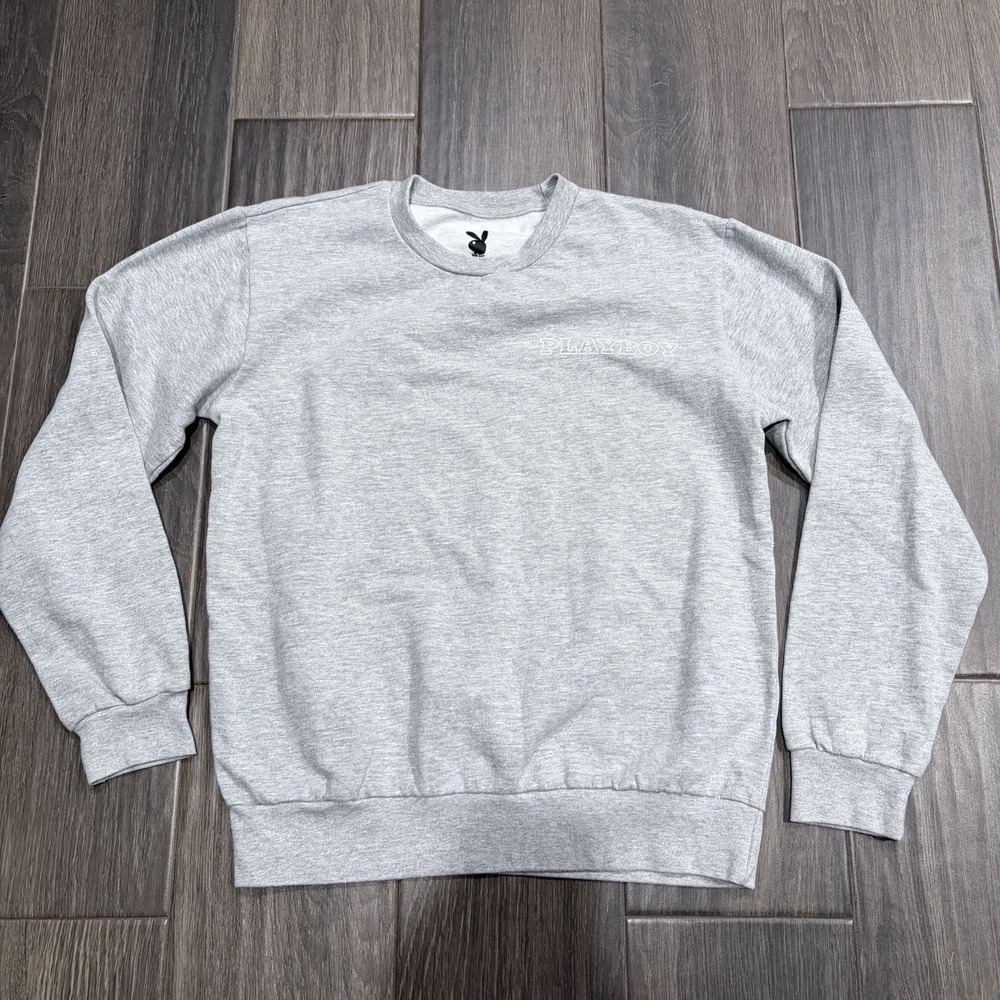 Playboy Mens Light Gray Casual Solid Sweater Size Medium